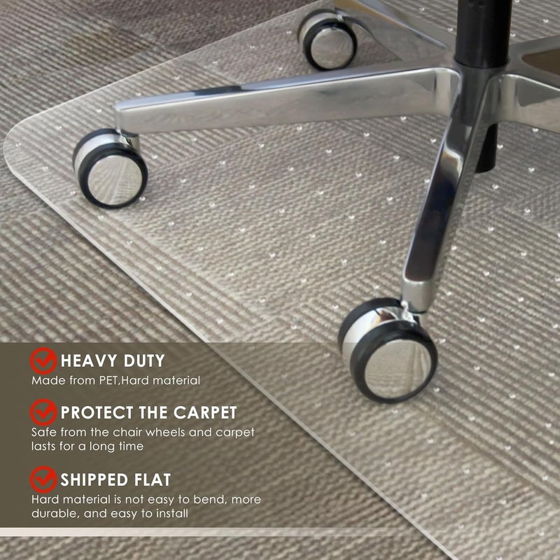 Azadx Heavy Duty Office Chair Mat for Carpet 32" x 55" Hard Material Chair Mat for Carpeted Floor Slip Resistant Carpet Protector for Home Office Easy Glide Desk Floor Mat for Office Chair on Carpets - Image 4